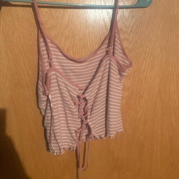 Pink and white striped crop top from rag stock - Picture 2 of 2